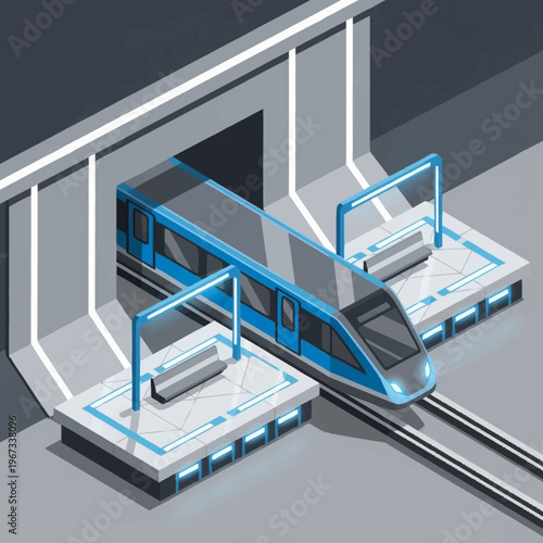 Futuristic Subway Train at Station with Advanced Technology.