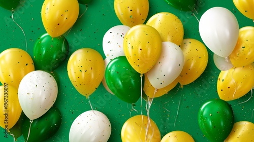Colorful Balloons in Green Background for Celebration and Party Events