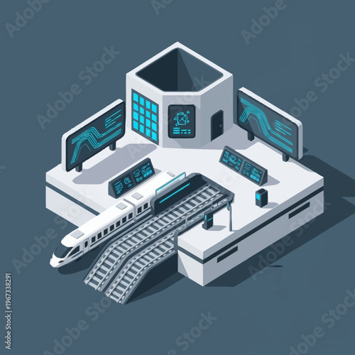 Futuristic High-Speed Train Station with Advanced Technology.