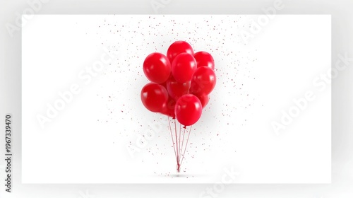 Bunch of Red Balloons Floating With Confetti in the Air During a Celebration