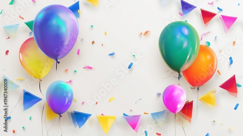 Colorful Balloons and Party Decorations for a Joyful Celebration at a Festive...