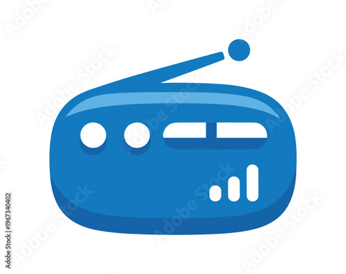 Radio icon. radio, music, broadcast, tuner, antenna, signal, receiver, audio device. flat vector illustration isolated on white background.
