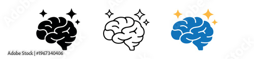 Brain icon set. mind, intelligence, creativity, thinking, cognition, idea, memory, smart, mental health. line, flat and colored vector icon set.