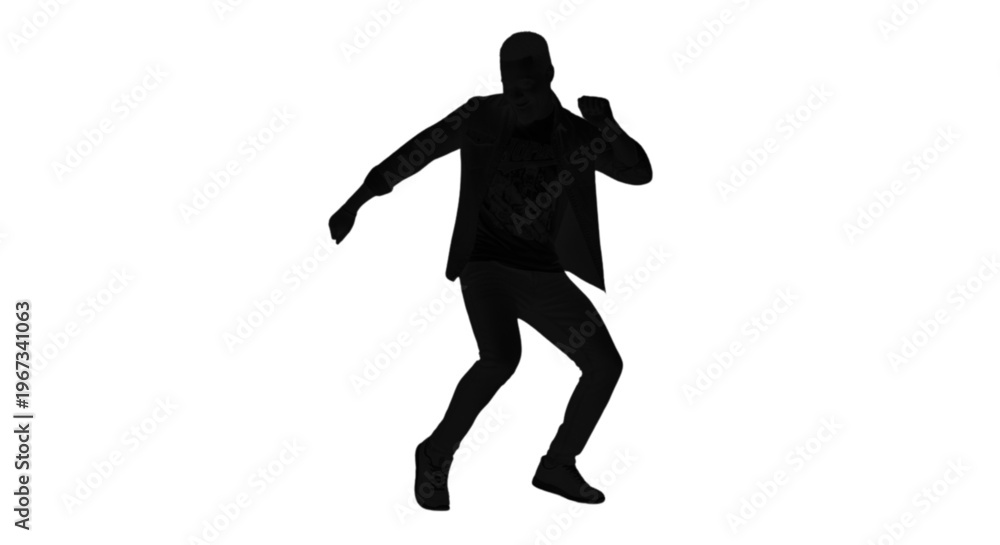 Obraz premium Dynamic man in motion a black and white silhouette of energy and style