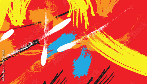 Abstract colorful paint brush stroke background vibrant grunge artistic texture modern expressive acrylic splash pattern creative vector design backdrop