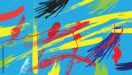 Abstract colorful paint brush stroke background vibrant artistic grunge texture modern expressive acrylic splash pattern creative vector design backdrop