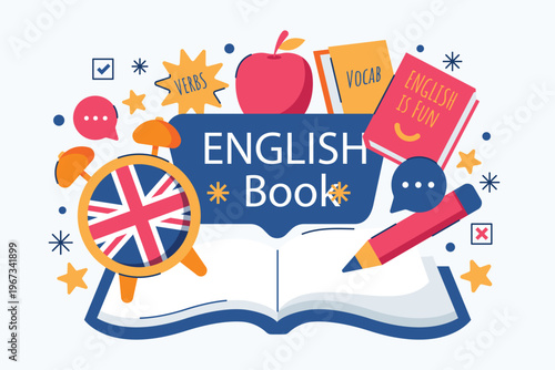 Hand drawn english book background