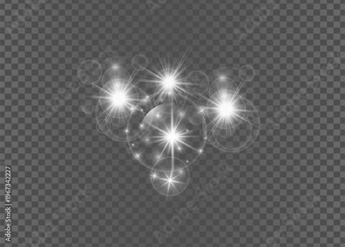 White light flare effect with lens flare and bokeh with x ray