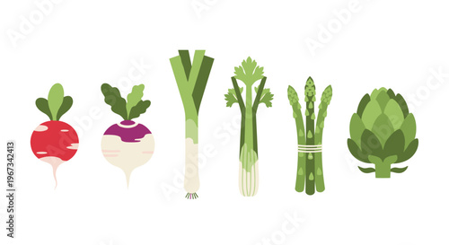 Vibrant Assortment: Fresh Green Vegetables and Colorful Root Crops 