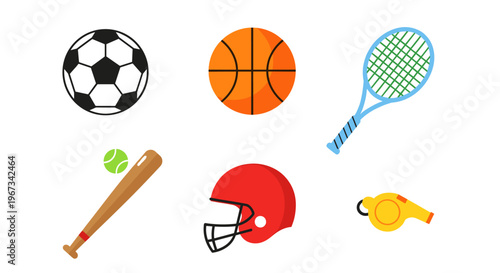 Vibrant Sport Equipment Assortment Vector Illustration for Active Lifestyle and Play
