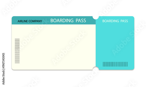 Airline ticket template on a white background.