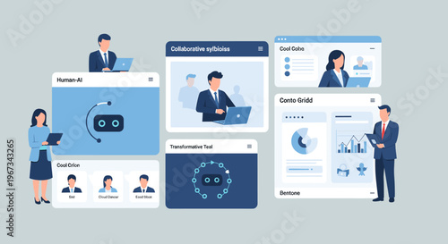 A professional woman in a blue blazer and skirt holding a tablet, representing business and technology in a modern setting.