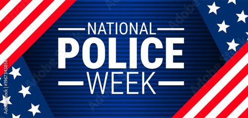 national police week background, banner, card or poster design template is observed every year during May, to raise awareness about the mission. Vector illustration.