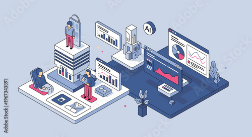 An illustration of a person sitting comfortably on a tablet, conveying a sense of relaxation and modern technology.