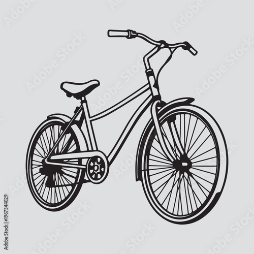Vintage red bicycle vector illustration with black wheels and pedals on white background