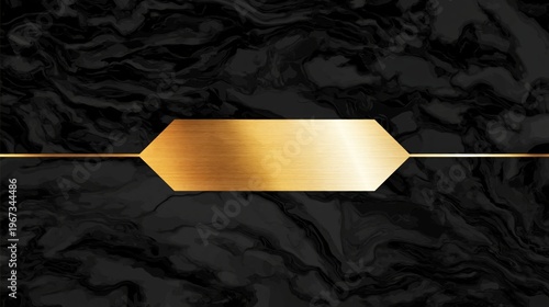 Gold Geometric Shape on Black Marble Background With a Smooth Texture and Modern Design Elements
