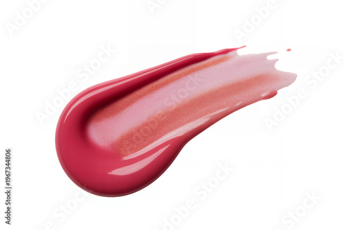 Similar pink lip gloss smear on white background makeup