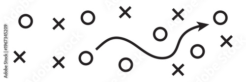 Soccer tactics icon, game success strategy in football, scheme play, vector illustration on white background. Vector Illustration.