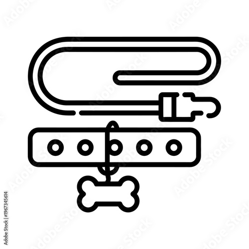 Vector of a pet leash and collar for animals in a clean, minimal style