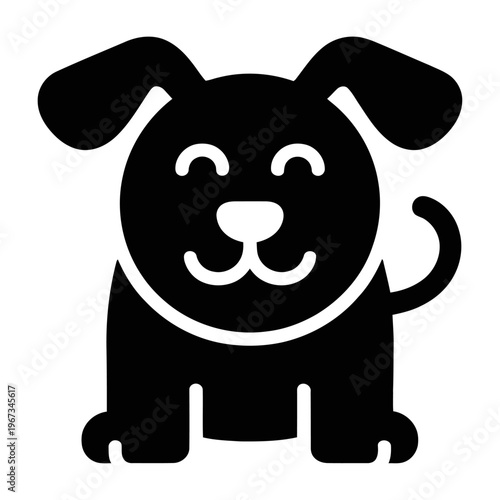 Playful vector of a cheerful puppy with floppy ears and a happy expression sitting peacefully