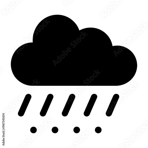 Vector of a black cloud with rain falling from it representing a rainy weather scene