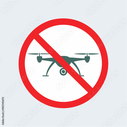Prohibition sign for drones, indicating no-fly zone for unmanned aerial vehicles, no drones allowed symbol