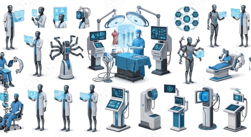 Robots and advanced technology in medical.