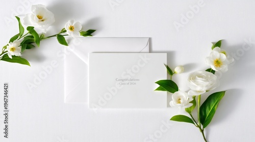 Card and Flowers for Graduation Celebration in a Bright Setting