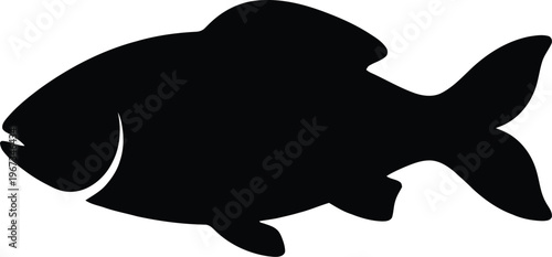 silhouette of shark chasing small fish flat design vector illustration