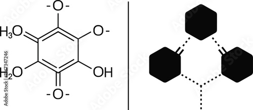 Chemical Molecular Structure and Hexagonal Bond Diagram Vector Representing Organic Chemistry Scientific Research Laboratory Analysis Biochemistry and Educational Science Concepts