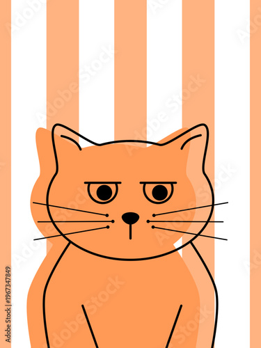 Kot na pomarańczowym tle w paski