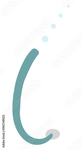 Freediving snorkel, diving tube illustration isolated. Scuba, snorkeling. Water sports, active lifestyle, beach, summer holidays, vacations, resort. Flat design element, clip art Hand drawn vector