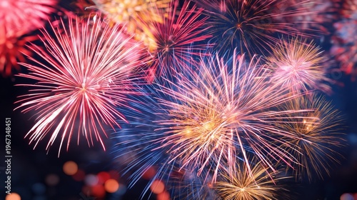 Fireworks Light up the Night Sky During a Festive Celebration in a City