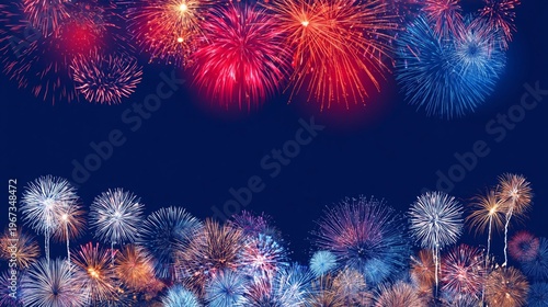 Fireworks Light up the Night Sky During a Festive Celebration in a City