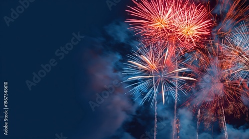 Colorful Fireworks Light up the Night Sky During a Celebration Event in a City