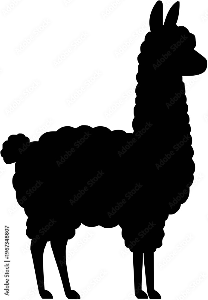 Naklejka premium Alpaca Silhouette – Flat Vector Plotter Cut File