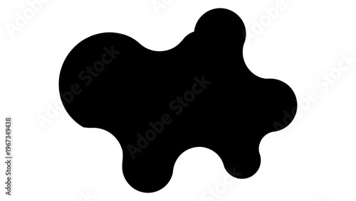 Abstract black liquid splash vector, organic amoeba shape silhouette, minimalist ink blot graphic, fluid blob element for modern design