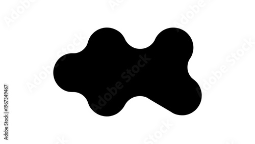 Organic liquid blob vector, abstract black amoeba shape, fluid ink splash silhouette, minimalist curved pebble graphic for modern branding