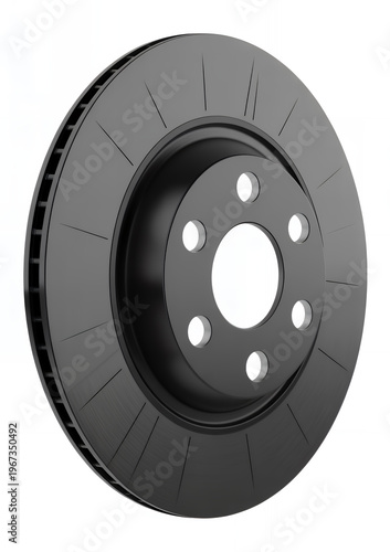 Black brake rotor with holes and slotted