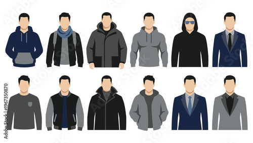 Men's casual and formal clothing options collection.