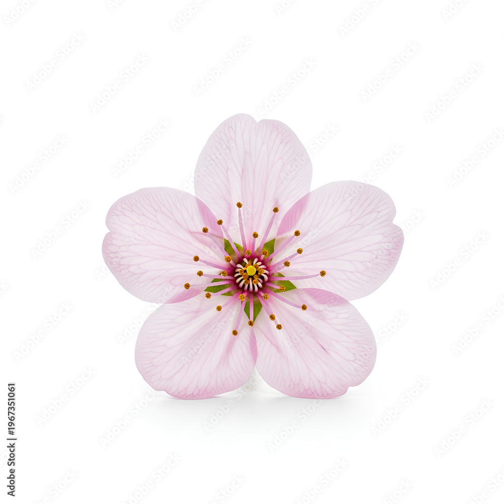 Fototapeta premium Delicate pink cherry blossom flower isolated on white background 7.