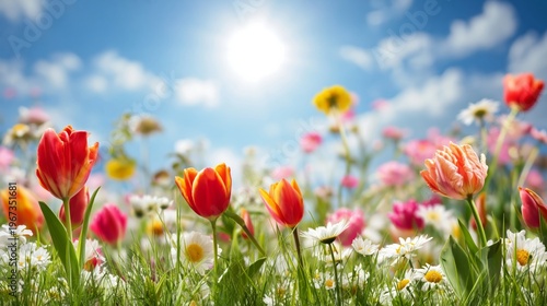 Bright Flowers Bloom in a Garden During the Day With Sunlight Shining Through