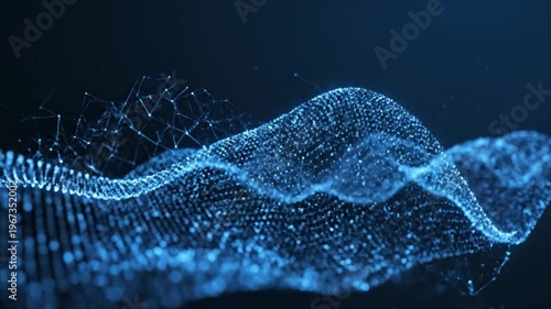 Digital wave of glowing blue particles.
