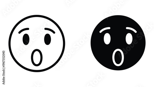 Contrasting emojis depicting surprise with different color schemes and background contrasts