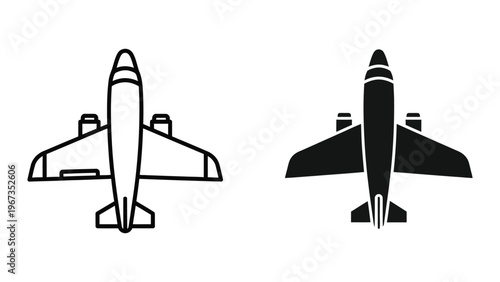 Comparison of two different aircraft designs viewed from the rear perspective