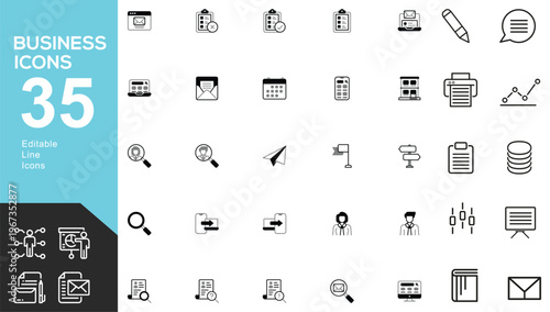 Business icons set for professional use and communication tools