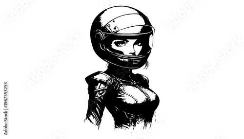 Astronaut woman wearing a helmet and space suit illustration