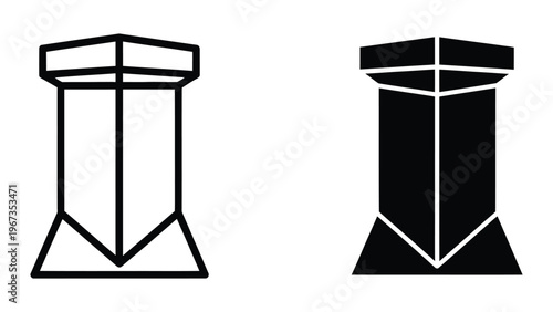 Comparison of a hollow and solid structural column design with triangular bases