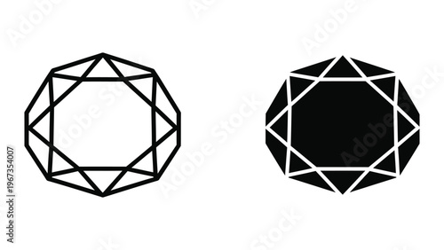 Geometric star polygon and filled star polygon with contrasting colors