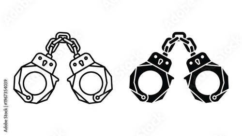 Handcuffs illustration showing two different styles of design and color schemes